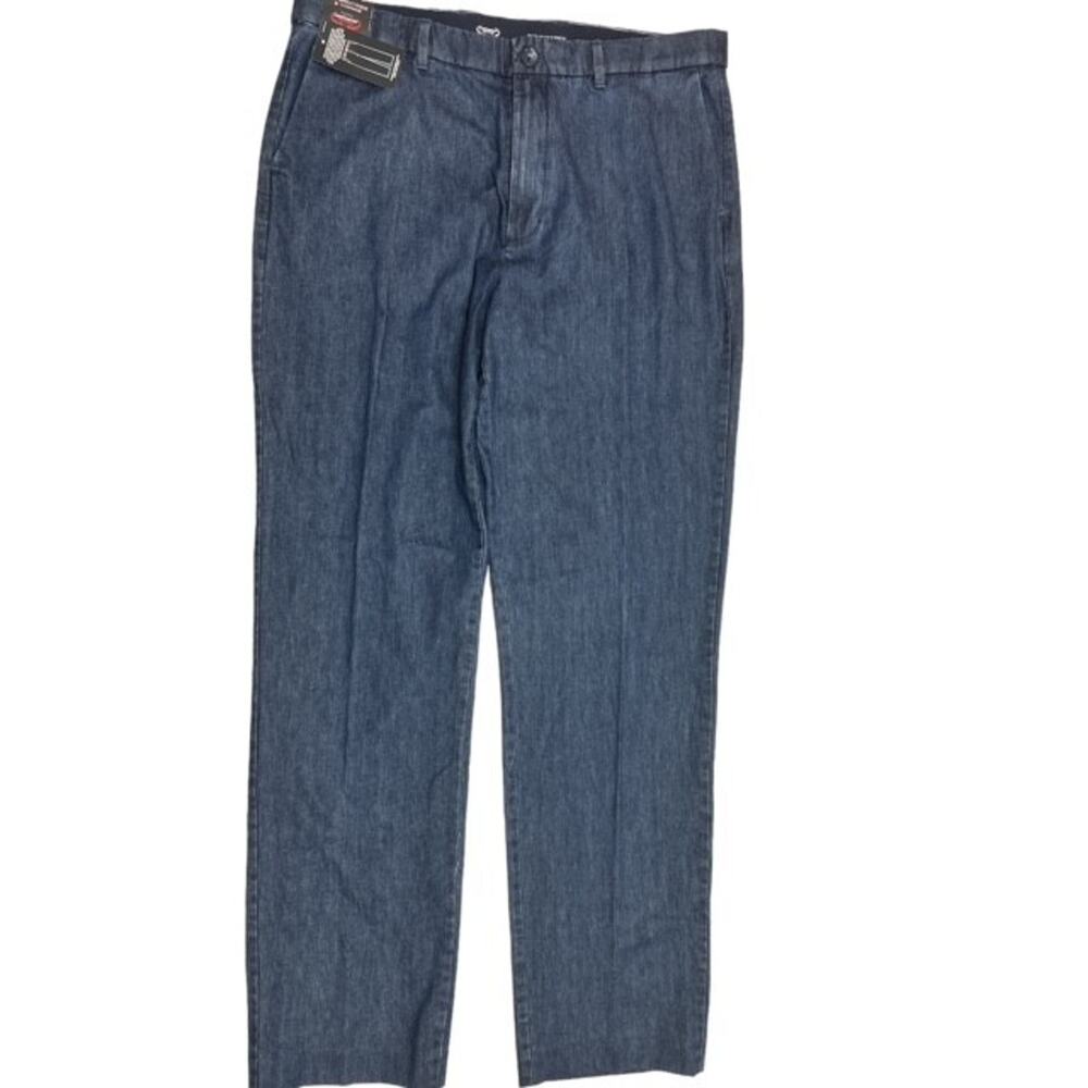 Roundtree & Yorke Denim Pants 40x36 Blue Stewart Classic Fit Flat Front Mod Jean